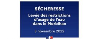 Levée des restrictions d'usage de l'eau - Département du Morbihan - 03/11/2022